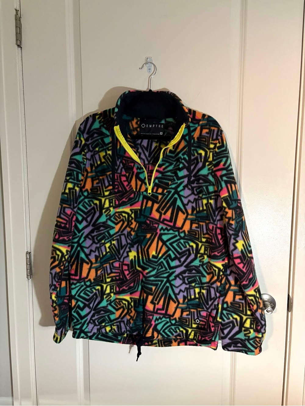 Empyre Men’s Multicolor Abstract Print Quarter Zip Fleece Pullover Size M
